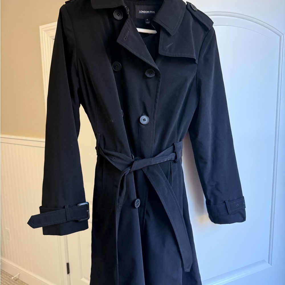 London Fog Women's Classic Black Trench Coat